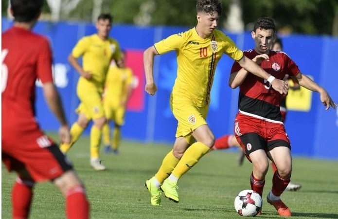 Miculescu a avut printre puținele ocazii ale României U21 în înfrângerea cu Georgia! Isac a rămas pe bancă
